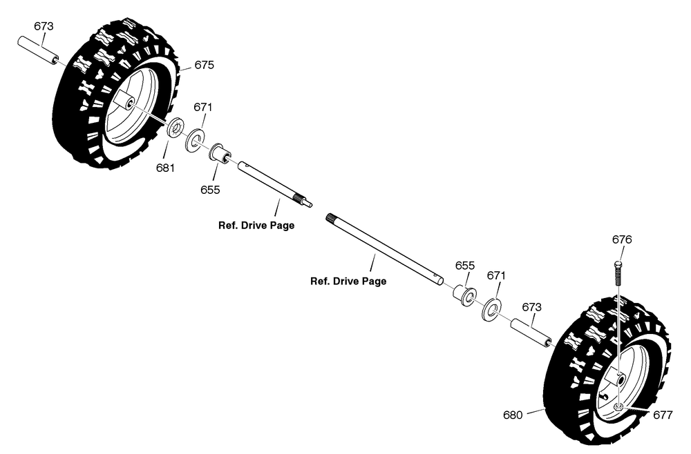 Wheels Diagram and Parts List for C950-52461-0 2004 Briggs and Stratton Snow Blower